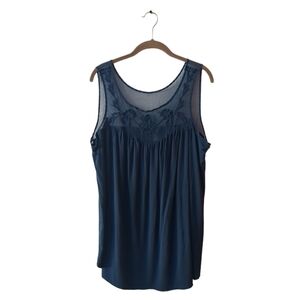 Torrid Blue Sheer Yoke Tank Top